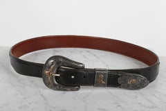 Women's Chet Vogt Western - Cowboy Theme Sterling & 14k Gold Buckle with Belt