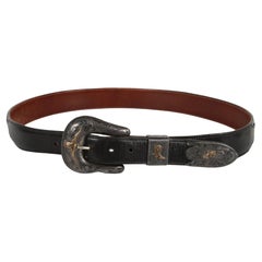 Damen Chet Vogt Western - Cowboy-Thema Sterling & 14k Goldschnalle mit Gürtel
