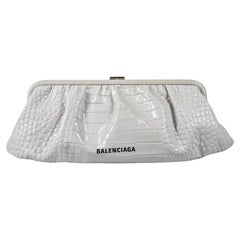 Womens Designer BALENCIAGA XL CLOUD WHITE CLUTCH BAG