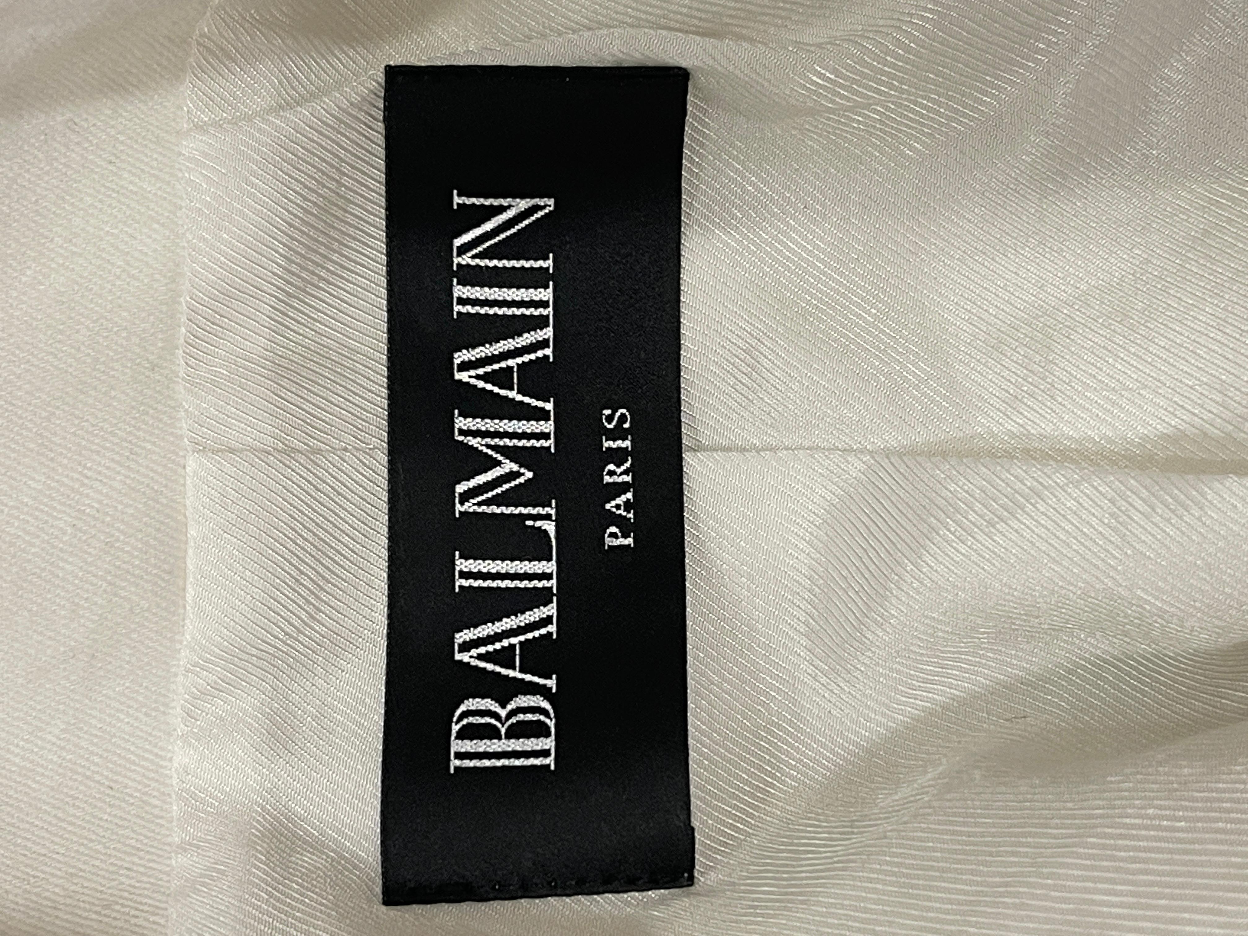 WOMENS DESIGNER Balmain White Crystal Embellished Jacket Blazer Size 42 For Sale 1