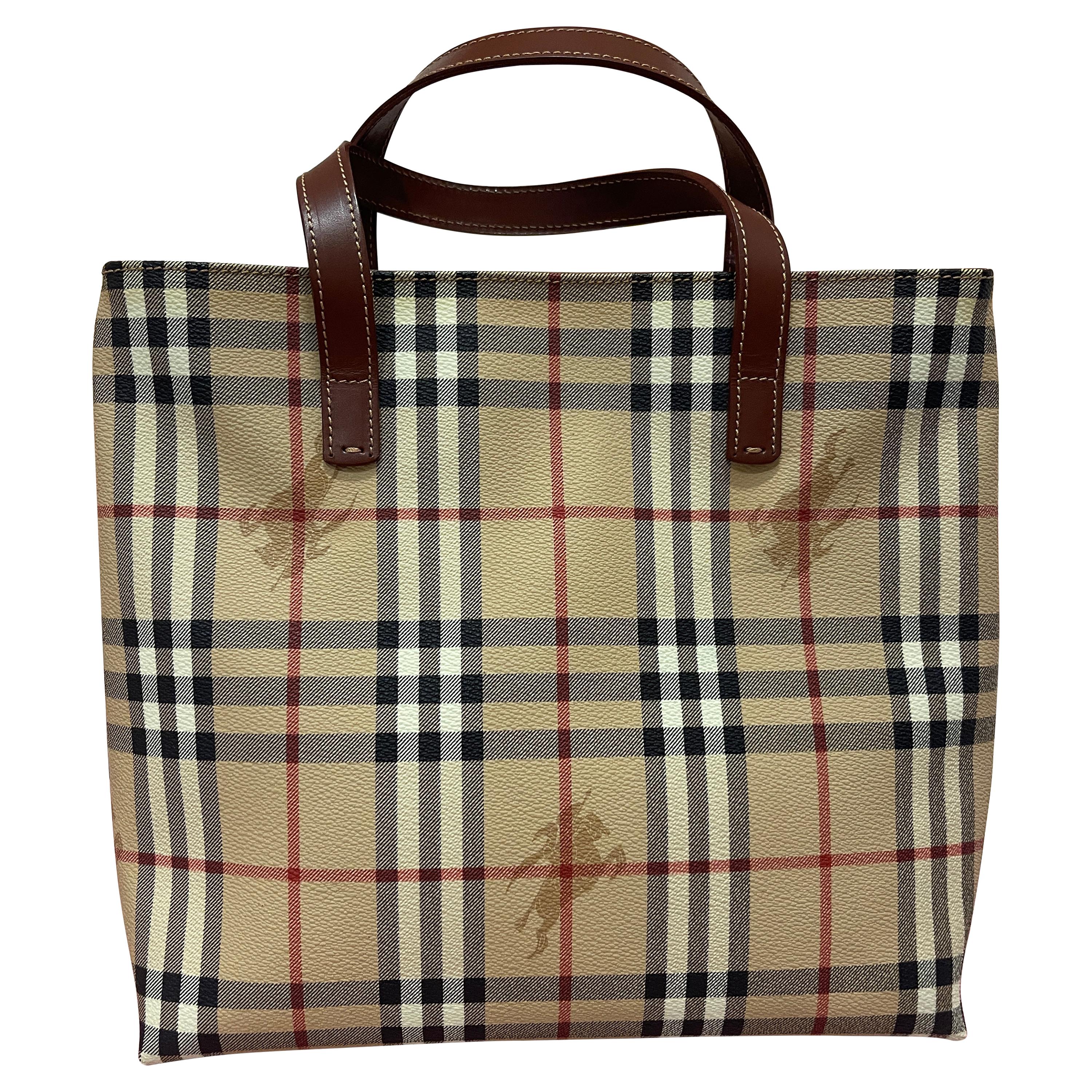 WOMENS DESIGNER BURBERRY Horse Check Mini tote bag For Sale at 1stDibs   burberry bag with horse, burberry horse bag, burberry designer beach bag