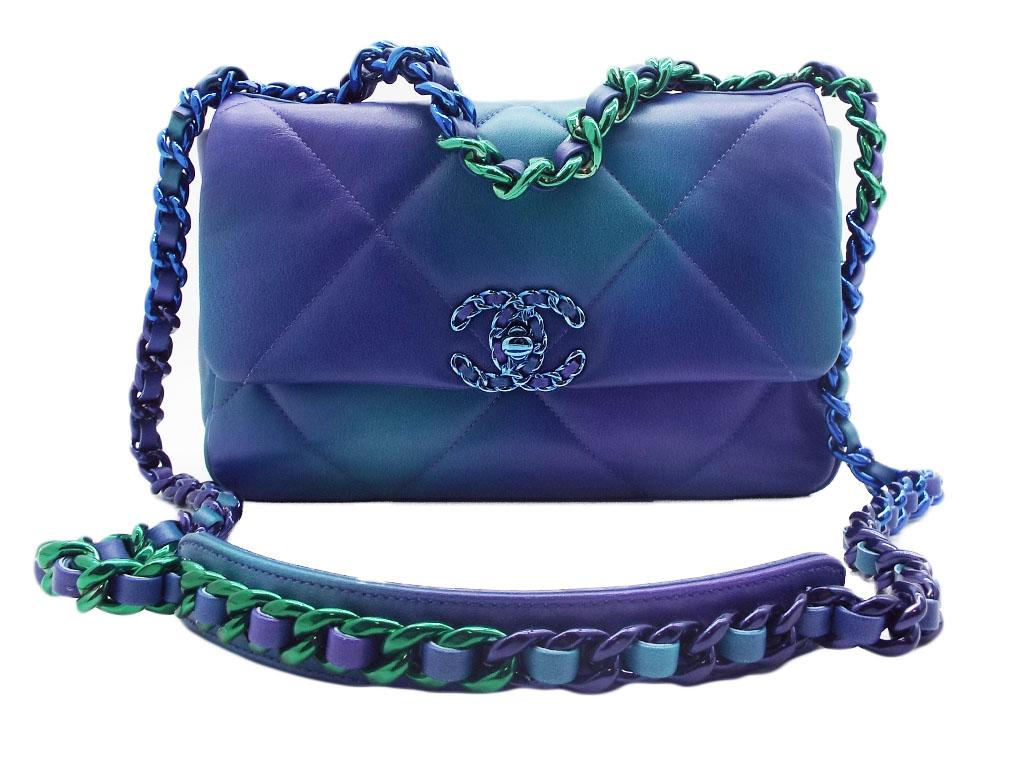 WOMENS DESIGNER Chanel 19 Krawatten-/Dye-Klappentasche im Angebot 5