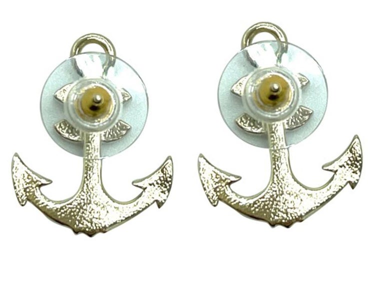 Womens Designer Chanel Anchor CC Earrings For Sale at 1stDibs