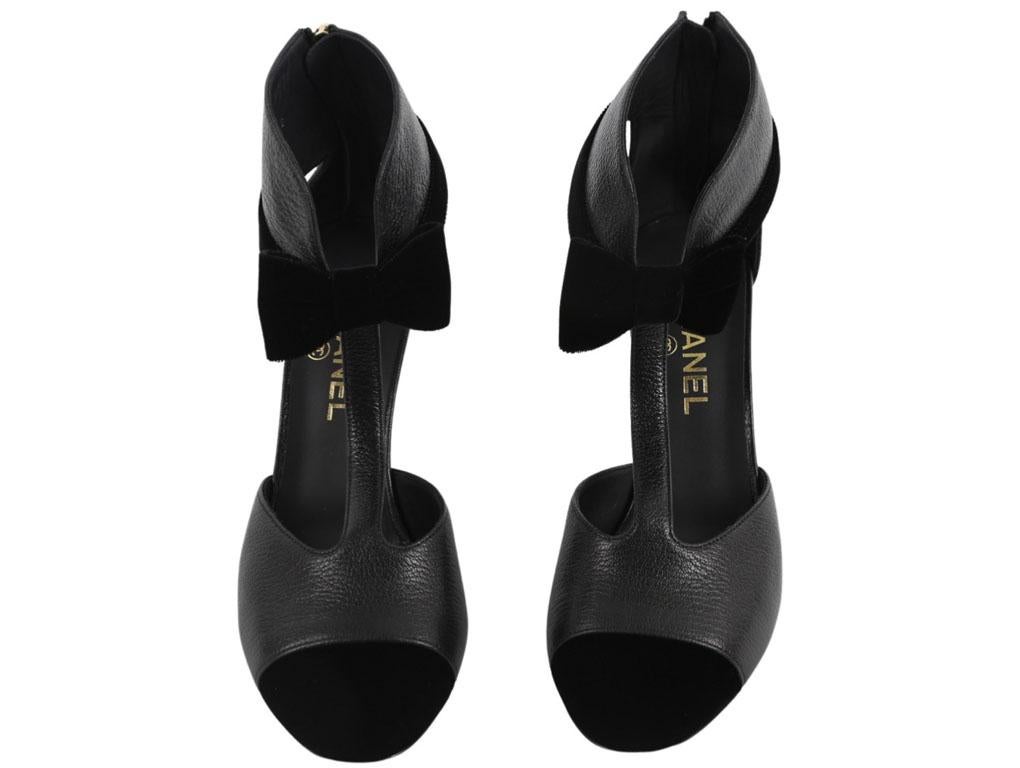 Black WOMENS DESIGNER Chanel Ankle Shoes - Bow and Velvet detail For Sale