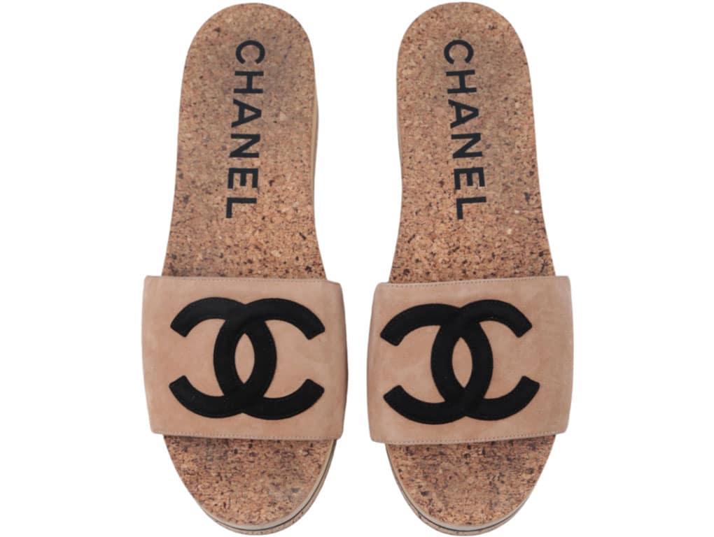 Women's WOMENS DESIGNER Chanel CC Cork Sliders For Sale