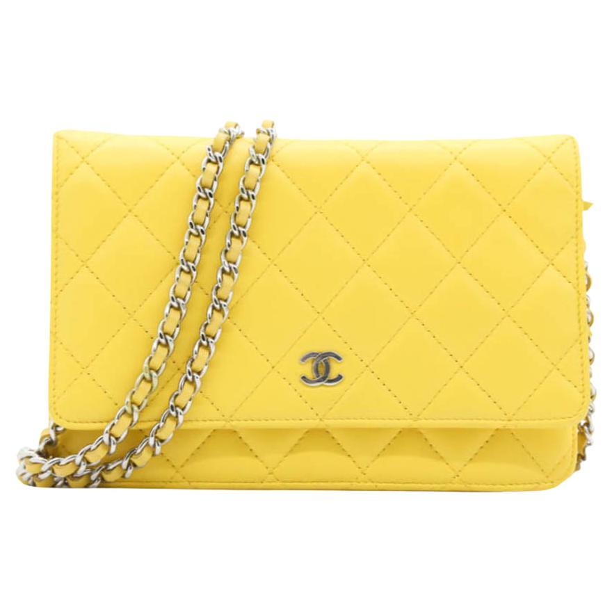 chanel yellow wallet on chain