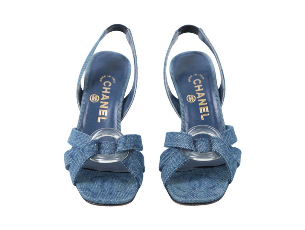 Women's WOMENS DESIGNER Chanel Denim Sandals size 35 For Sale