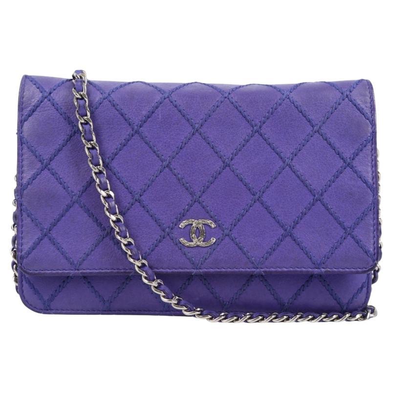 Chanel Velvet WOC Electric Blue Velvet Wallet on a Chain at 1stDibs