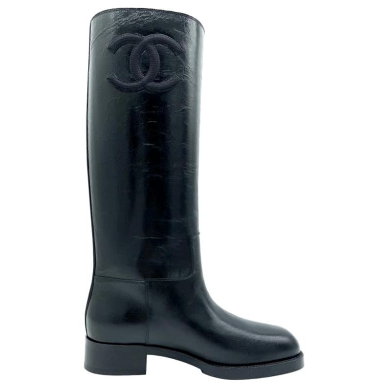 Womens Designer Chanel High Boots - Black For Sale