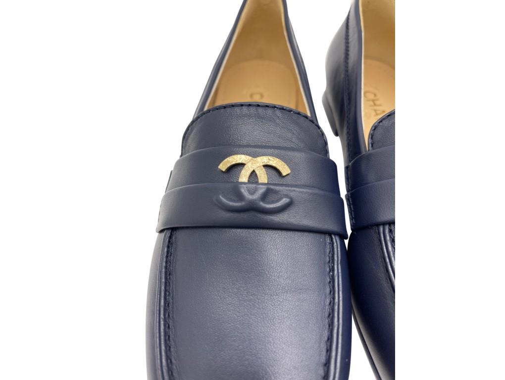 chanel blue loafers