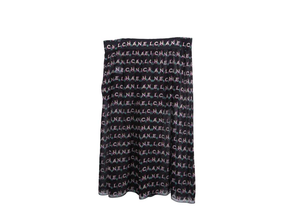 WOMENS DESIGNER Chanel Monogram Skirt - Black/Pink - Size 46-48 In Good Condition For Sale In London, GB