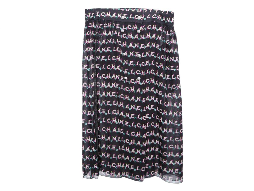 Women's WOMENS DESIGNER Chanel Monogram Skirt - Black/Pink - Size 46-48 For Sale