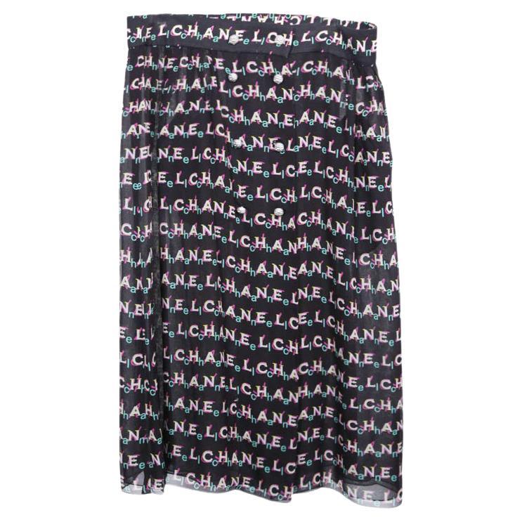 WOMENS DESIGNER Chanel Monogram Skirt - Black/Pink - Size 46-48 For Sale