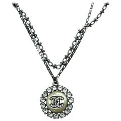 Womens Designer Chanel Pearl CC Necklace