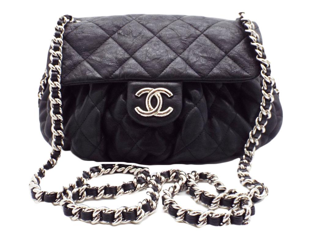 WOMENS DESIGNER Chanel Rouched Chain Edged Messenger For Sale 6