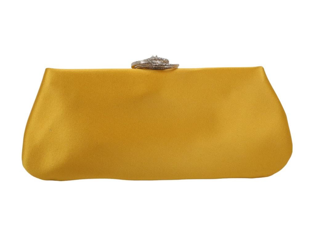 Yellow WOMENS DESIGNER Chanel Satin Camelia Clutch YELLOW