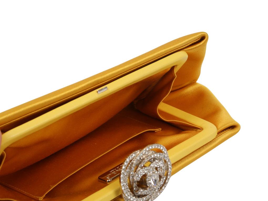WOMENS DESIGNER Chanel Satin Camelia Clutch YELLOW In Excellent Condition In London, GB