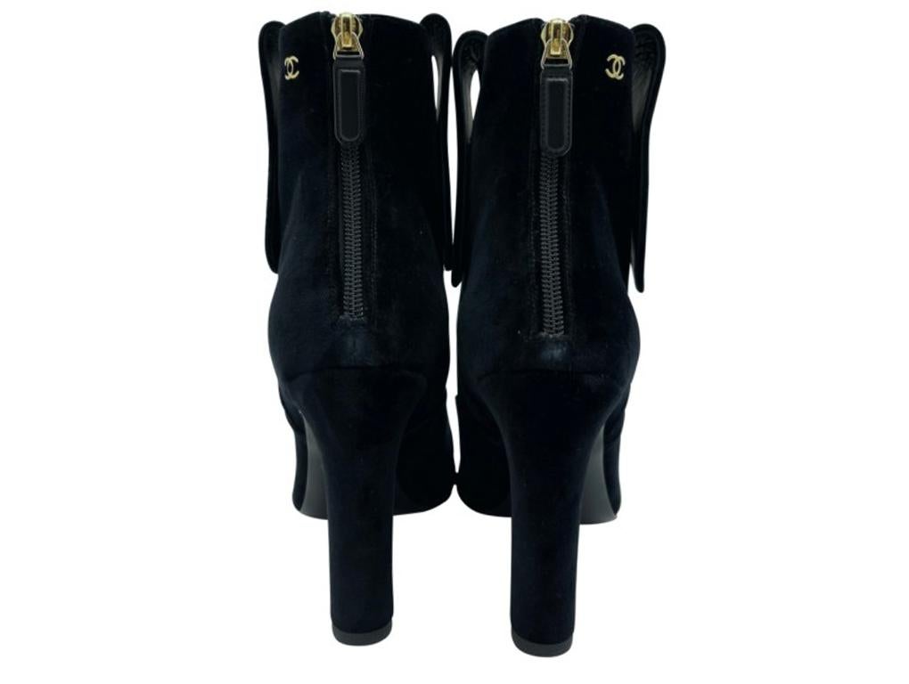Womens Designer Chanel Suede Ankle Boots - Black For Sale at 1stDibs ...