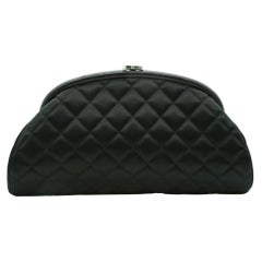 WOMENS DESIGNER Chanel Timeless Clutch Black Satin