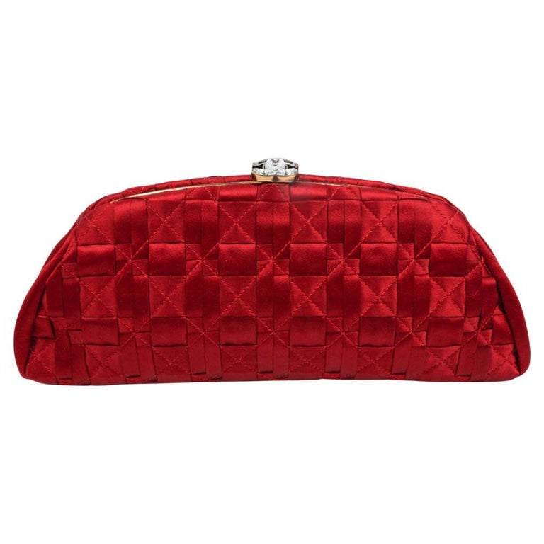 Chanel red satin Timeless clutch, contemporary