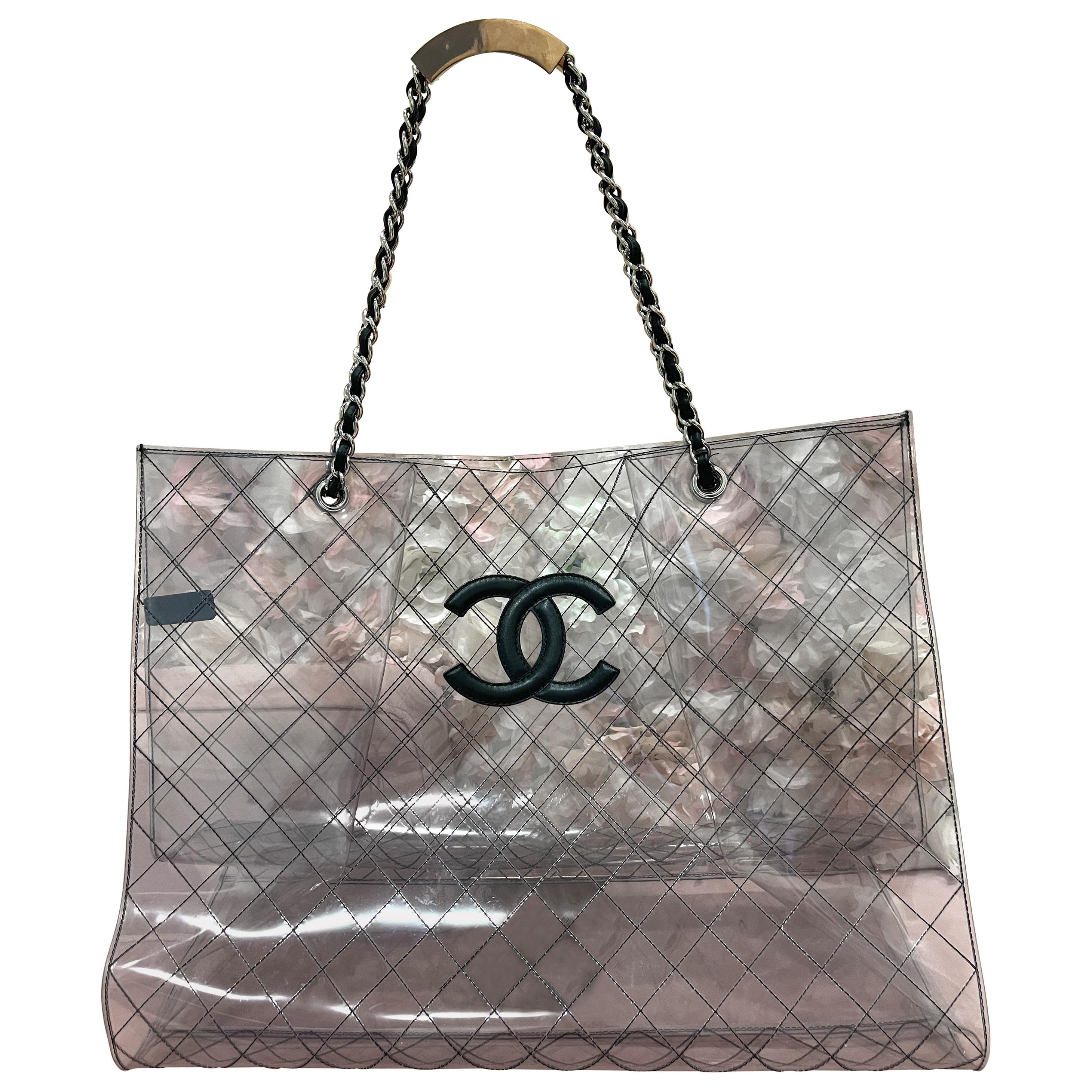 WOMENS DESIGNER Chanel Transparent and Lambskin Black Naked XXXL Extra Large Cle For Sale