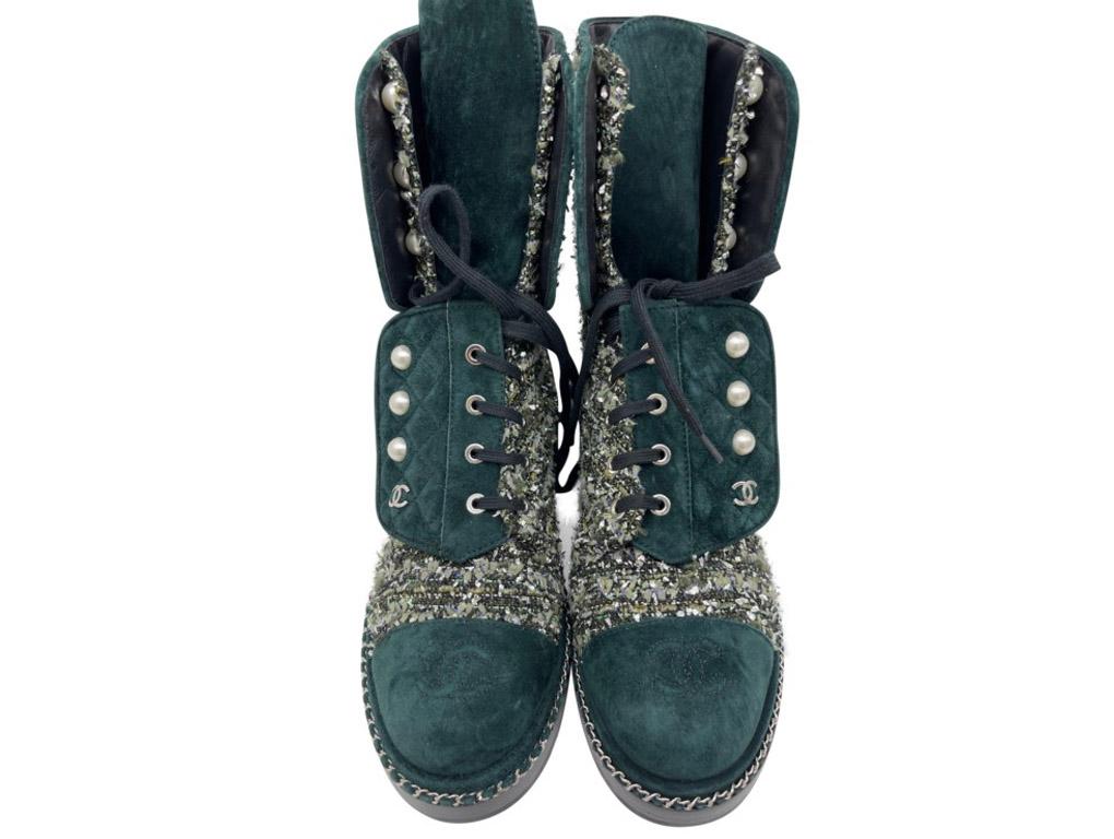 green chanel boots