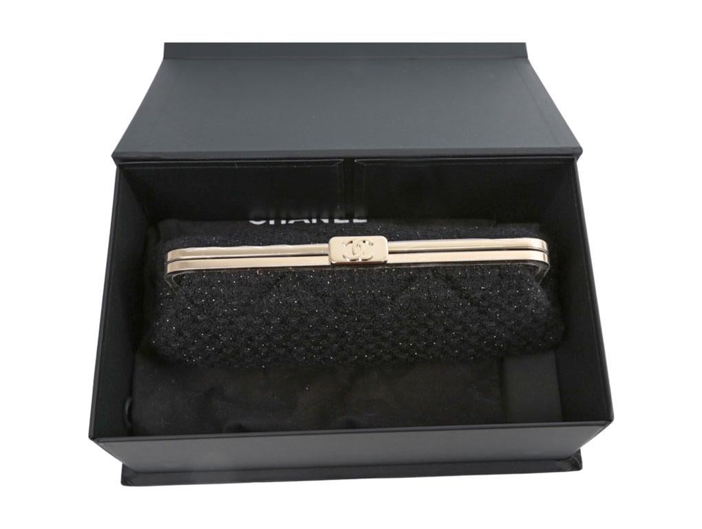 WOMENS DESIGNER Chanel Tweed Clutch Bag - Black In New Condition For Sale In London, GB