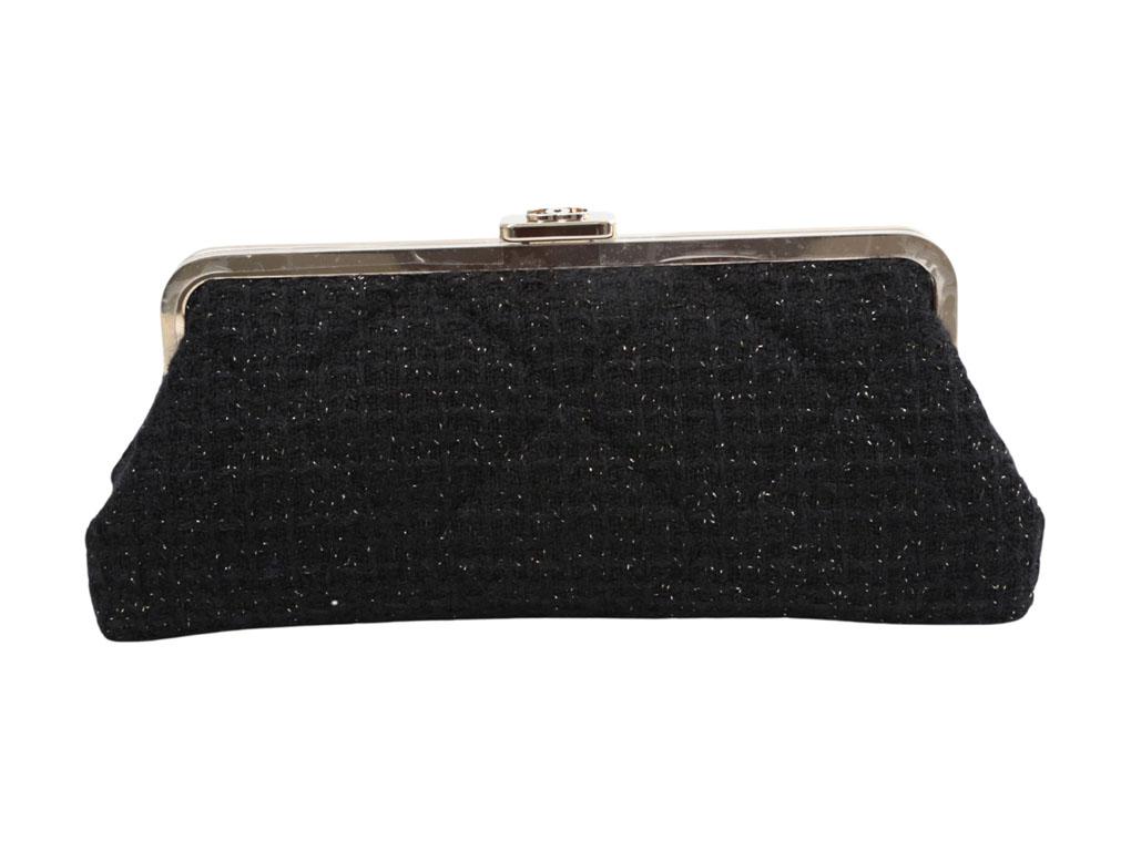 WOMENS DESIGNER Chanel Tweed Clutch Bag - Black For Sale 1
