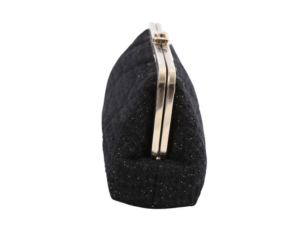 WOMENS DESIGNER Chanel Tweed Clutch Bag - Black For Sale 2
