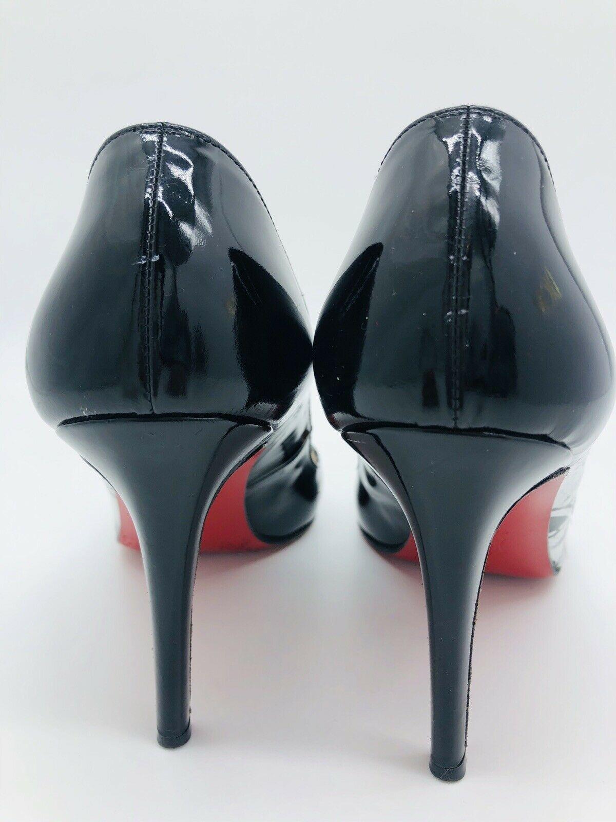 Women's Womens Designer Christian Louboutin Patent Heeled Pumps Black/White - 37.5 For Sale