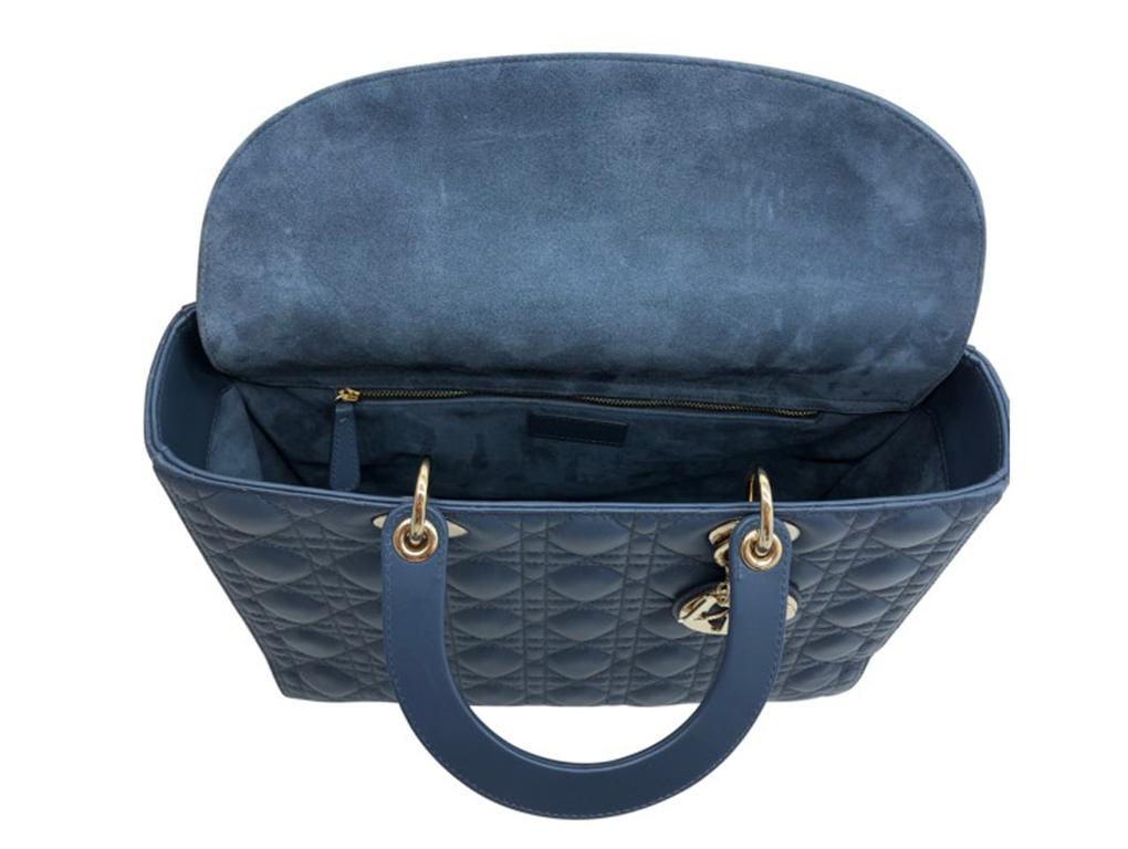 WOMENS DESIGNER Dior Large Lady Dior Bag Denim blue In New Condition For Sale In London, GB