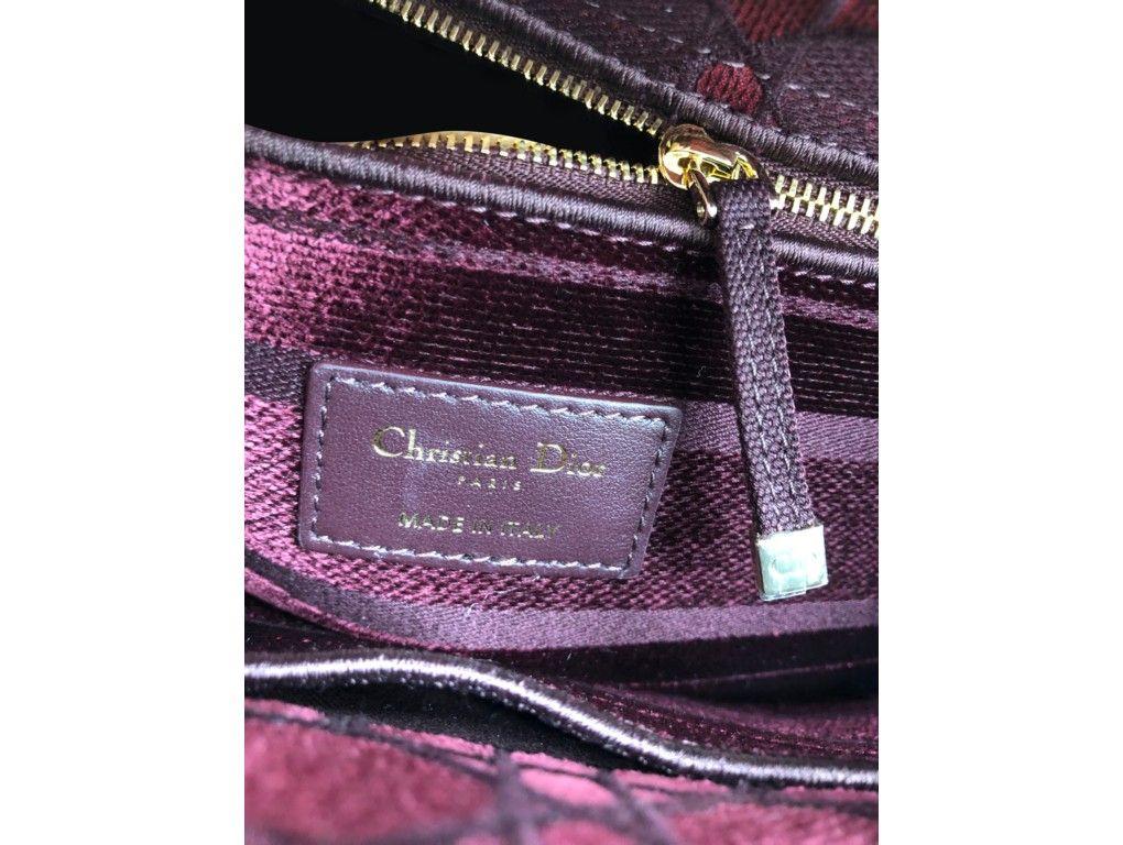 Women's WOMENS DESIGNER Dior Medium Lady D-Lite Bag Burgundy Velvet For Sale
