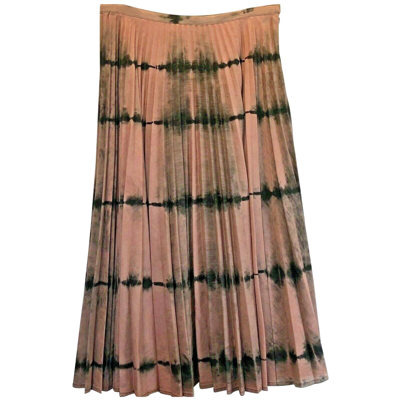 Womens Designer Dior Pleated Tie and Dye Skirt UK SIZE 18 (46) - PINK For Sale