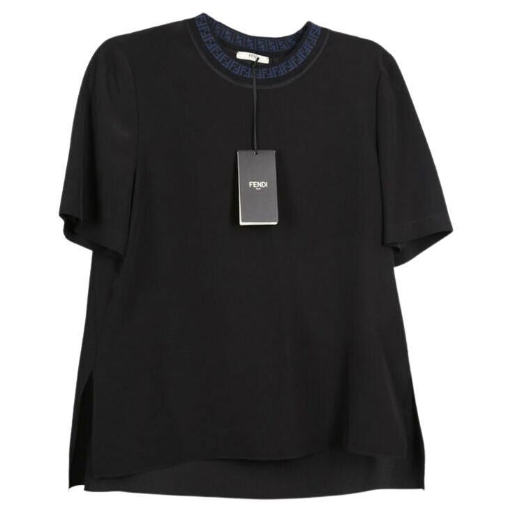 Fendi Girls Cropped FF Logo Top in Black
