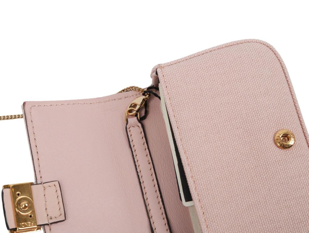 Brown WOMENS DESIGNER Fendi Mini BAGUETTE Pink canvas FF bag For Sale