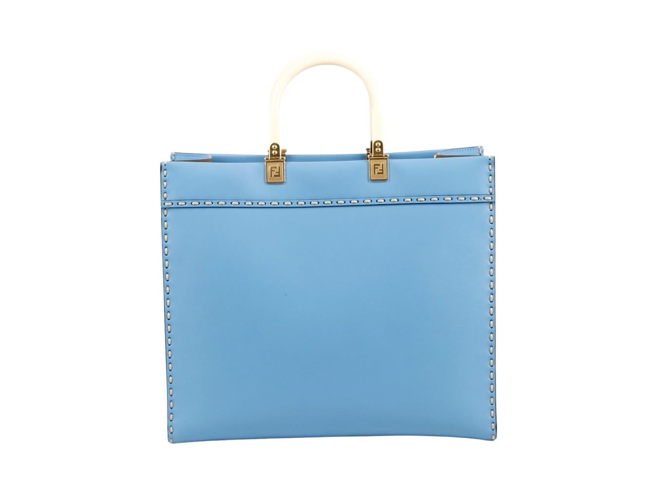 Women's Womens Designer FENDI SUNSHINE MEDIUM BLUE SHOPPER TOTE BAG For Sale