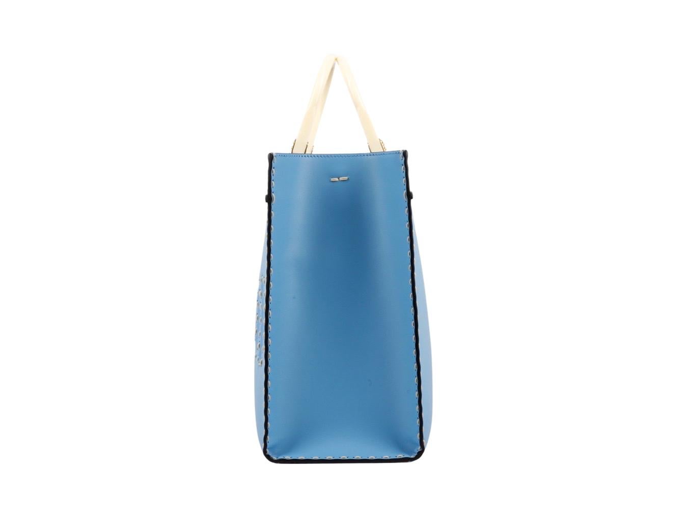 Womens Designer FENDI SUNSHINE MEDIUM BLUE SHOPPER TOTE BAG For Sale 1