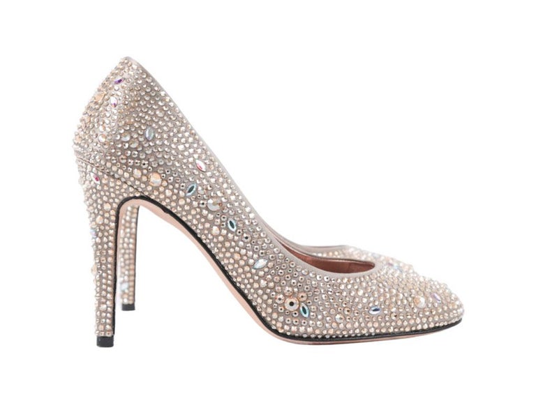 WOMENS DESIGNER Gina Crystal Embellished Shoes size 37 For Sale at 1stDibs