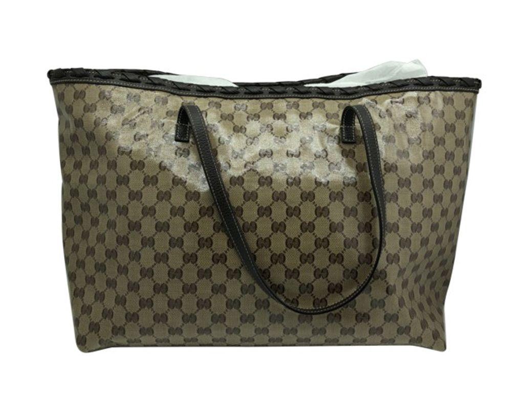 Black Womens Designer Gucci Crystal Canvas Tote For Sale