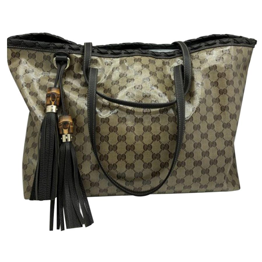 Womens Designer Gucci Crystal Canvas Tote For Sale