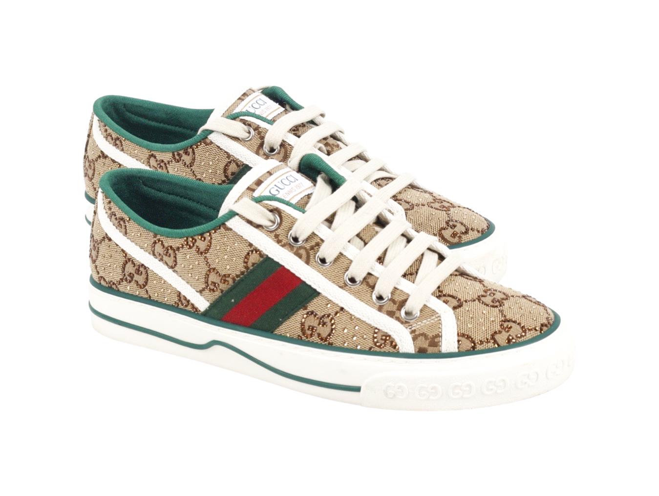 Womens Designer GUCCI CRYSTAL GG EMBELLISHED TENNIS SHOE 1977 In Excellent Condition In London, GB