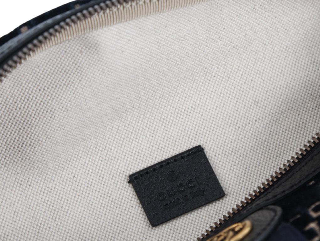 WOMENS DESIGNER Gucci GG Bum Bag Navy Blue Velvet and Gold For Sale 2