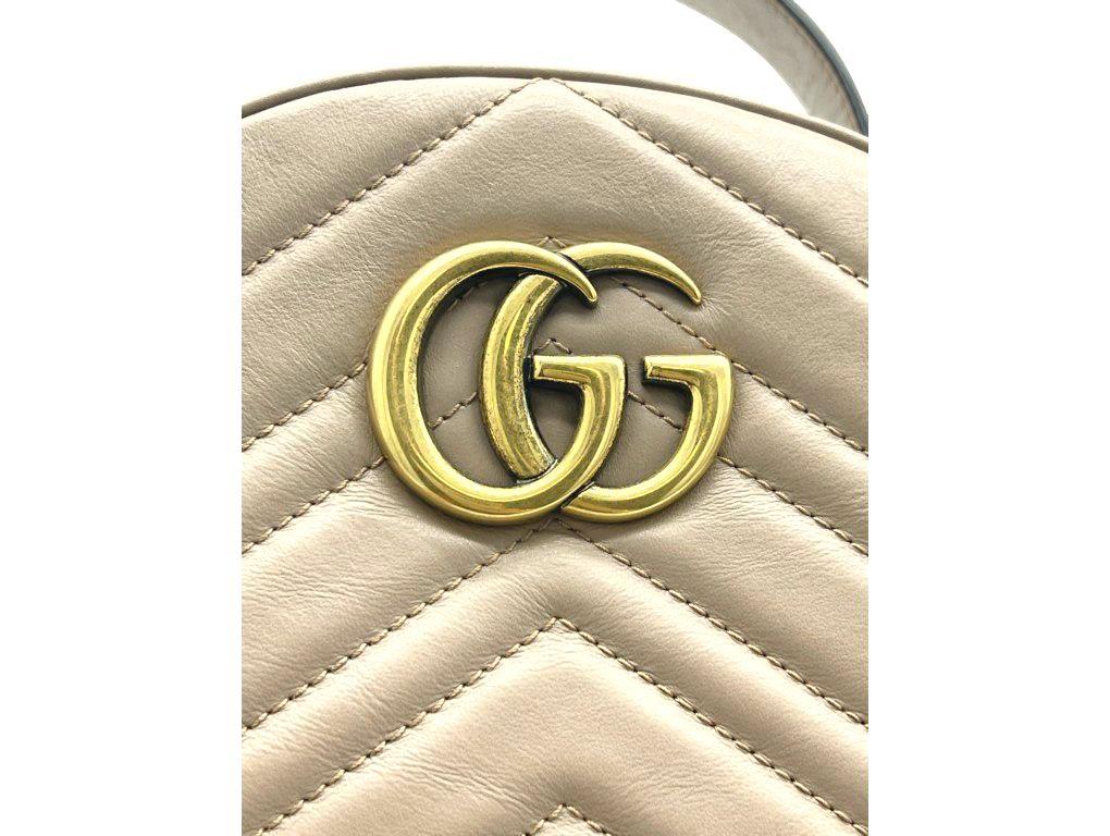 Womens Designer Gucci GG Marmont Backpack Beige For Sale 1