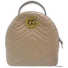 Womens Designer Gucci GG Marmont Backpack Beige
