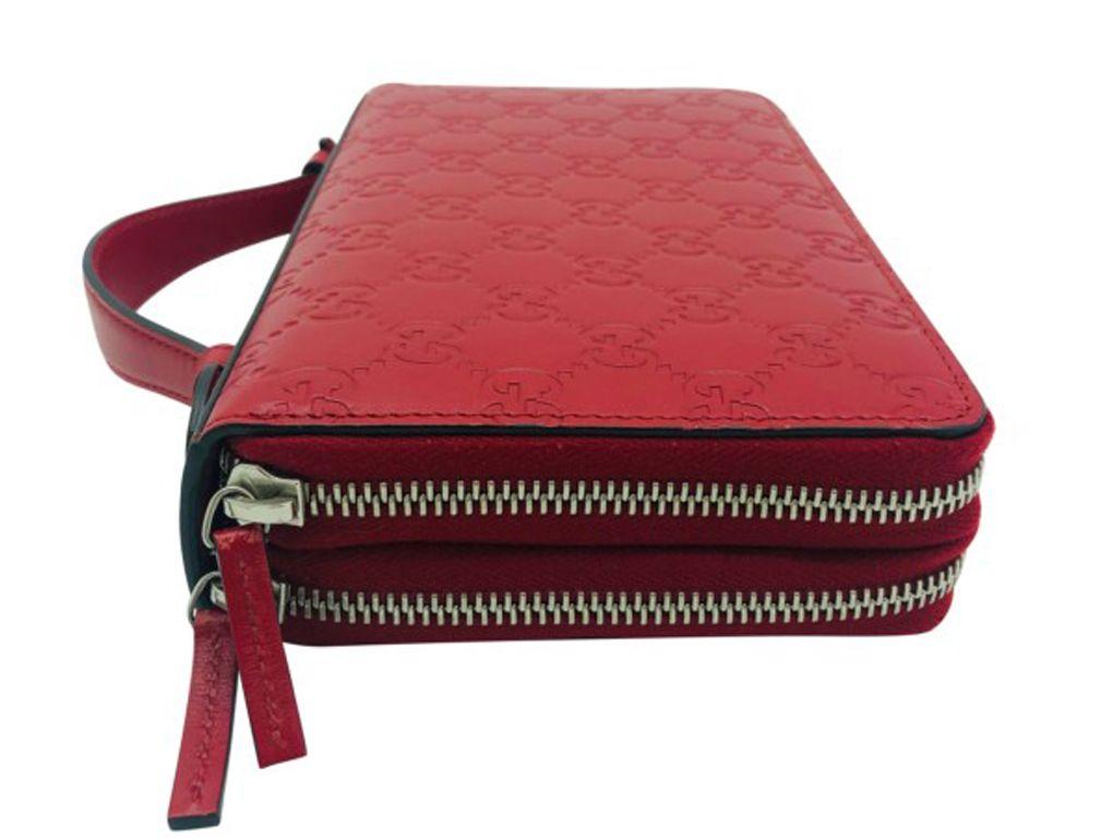 Reisetasche/Tasche für Damen von Gucci Guccissima mit doppeltem Reißverschluss (Rot) im Angebot
