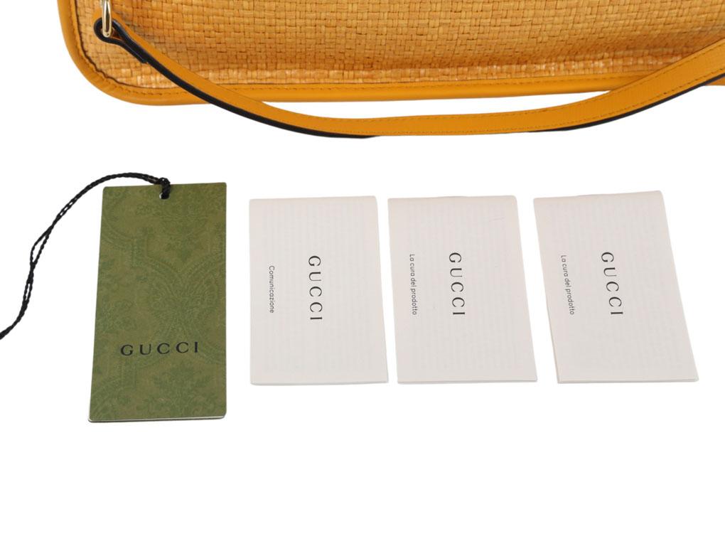 WOMENS DESIGNER Gucci Horsebit Raffia Tote Bag Yellow For Sale 1