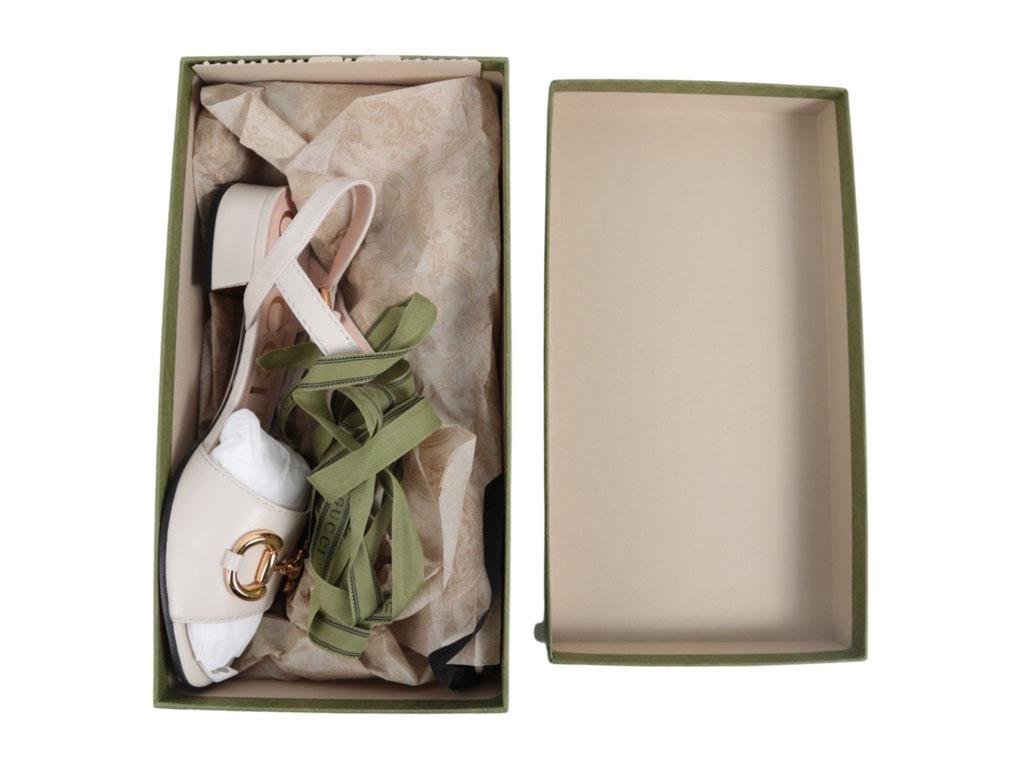 WOMENS DESIGNER Gucci Horsebit Sandals Cream For Sale 3