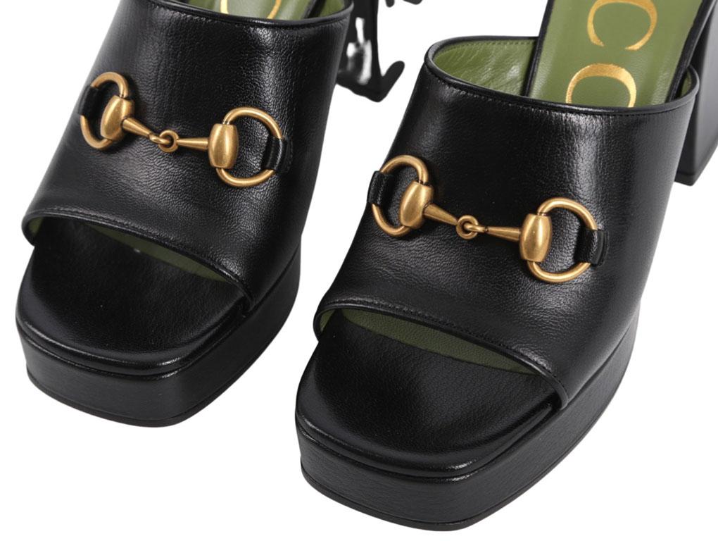 WOMENS DESIGNER Gucci Houdan Heels Black leather size 36 For Sale 1