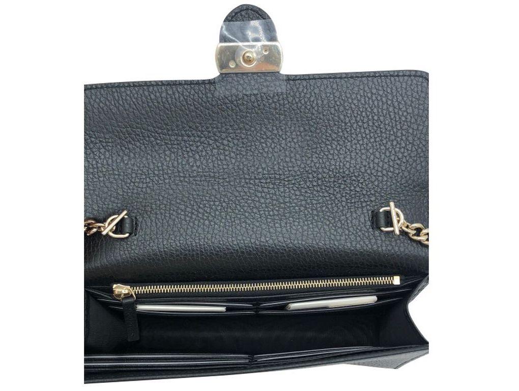 Women's Womens Designer Gucci Interlocking GG Wallet on chain Crossbody Bag Black