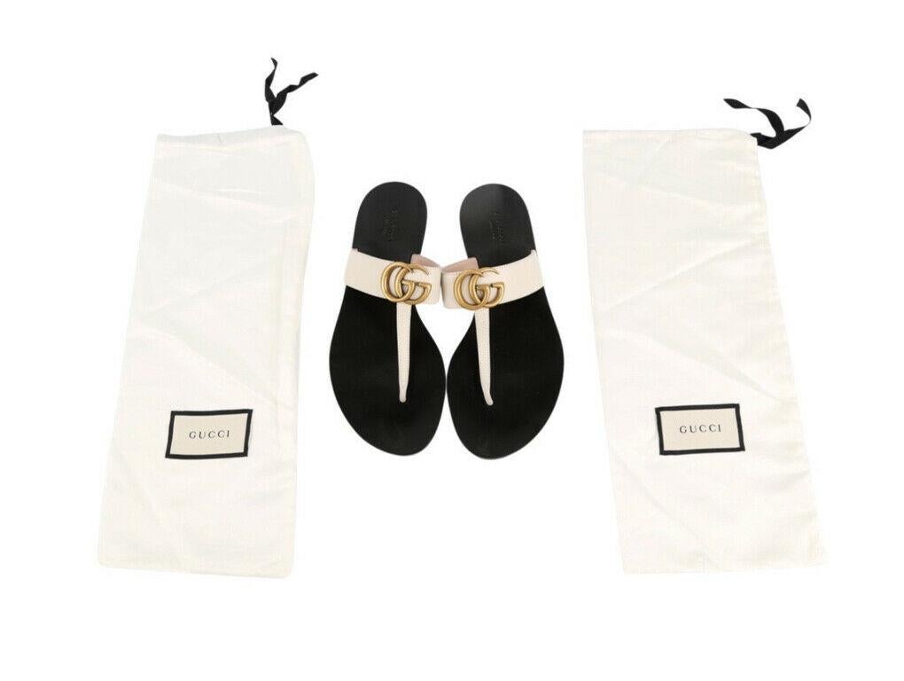 WOMENS DESIGNER Gucci Marmont flache Sandalen Größe 36,5 (Schwarz) im Angebot